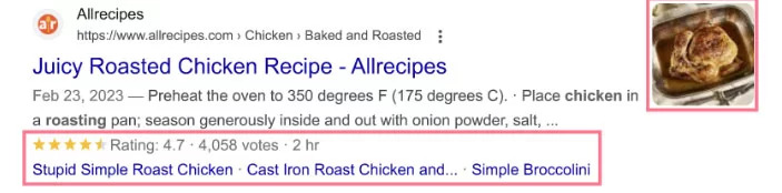 Examples of rich snippets