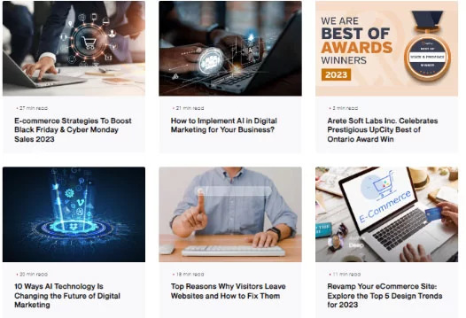 blog listing page